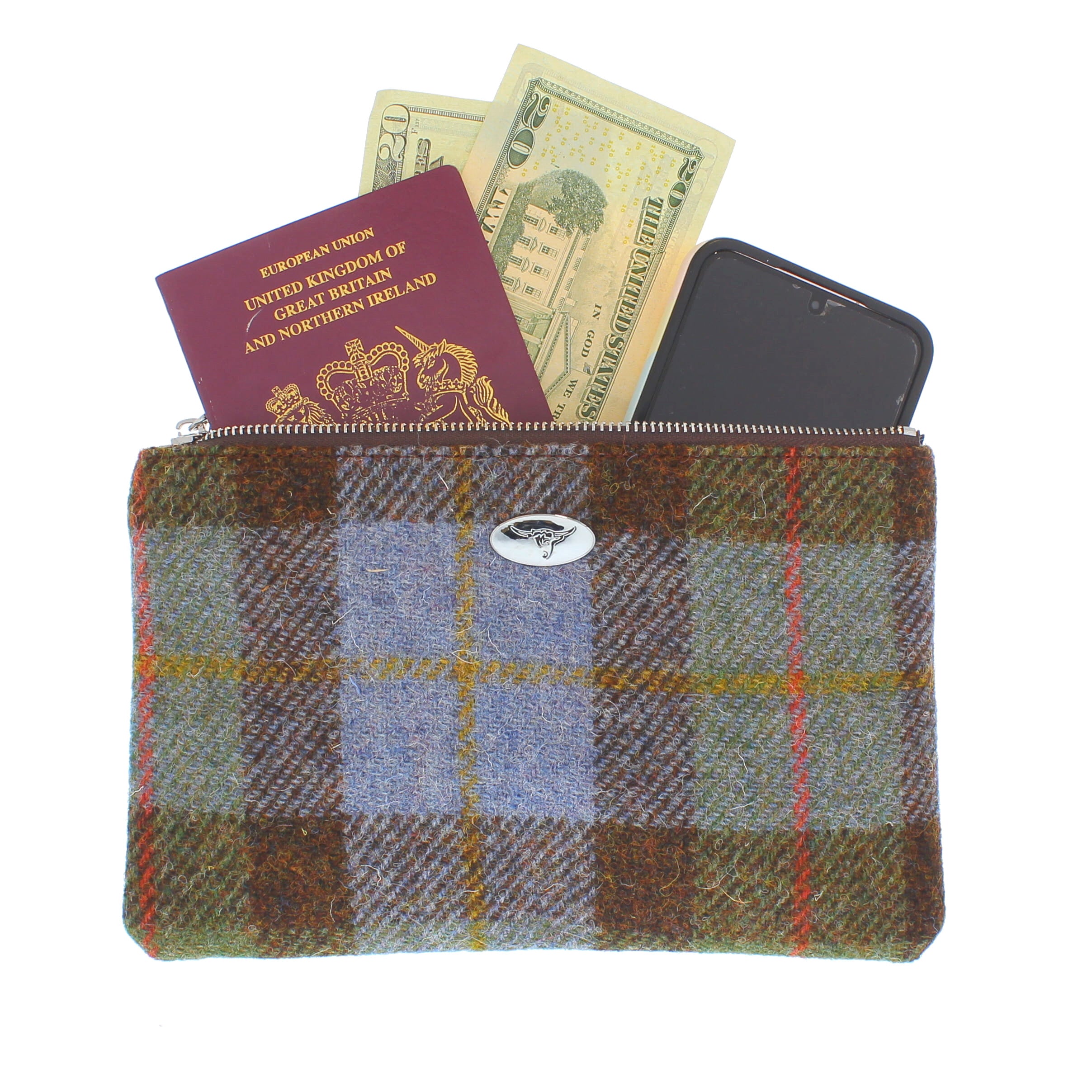Glen Appin Harris Tweed Berneray Zip Pouch in a selection of