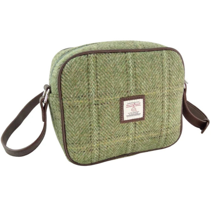Glen Appin Harris Tweed Almond Mini Handbag Green Herringbone