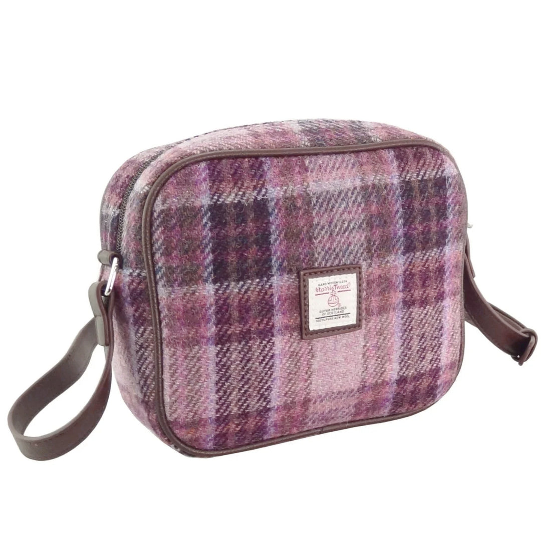 Glen Appin Harris Tweed Almond Mini Handbag Pink & Purple Check