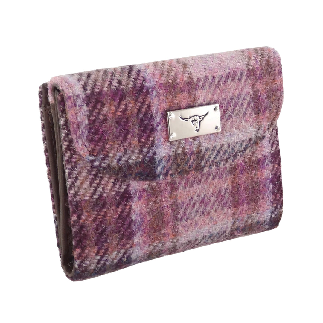 Glen Appin Harris Tweed Ladies Jura Small Purse Pink & Purple Check
