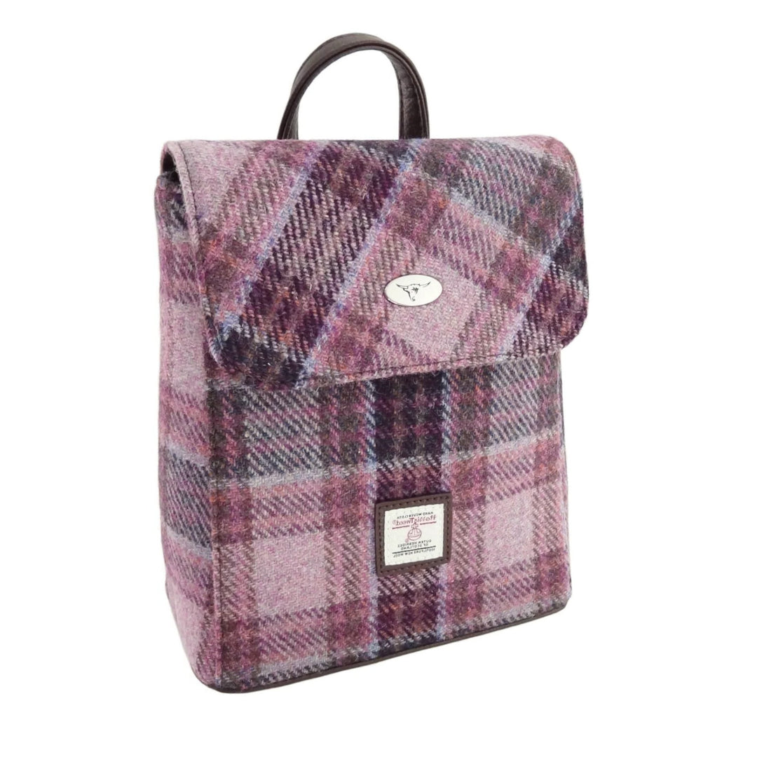 Glen Appin Harris Tweed Tummel Backpack Pink & Purple Check