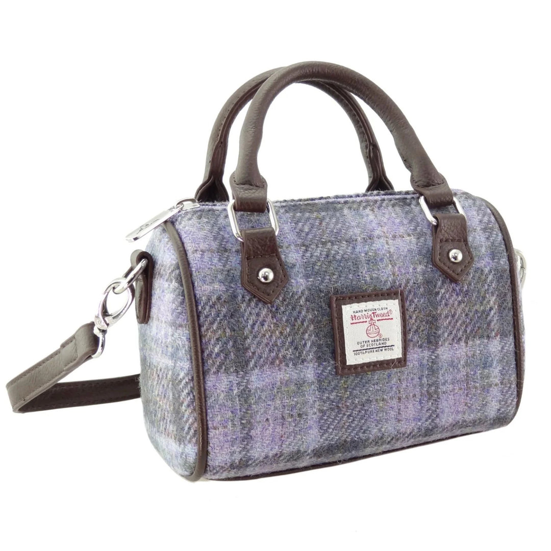 Glen Appin Harris Tweed Kilbride Mini Bowling Bag Soft Purple Tartan