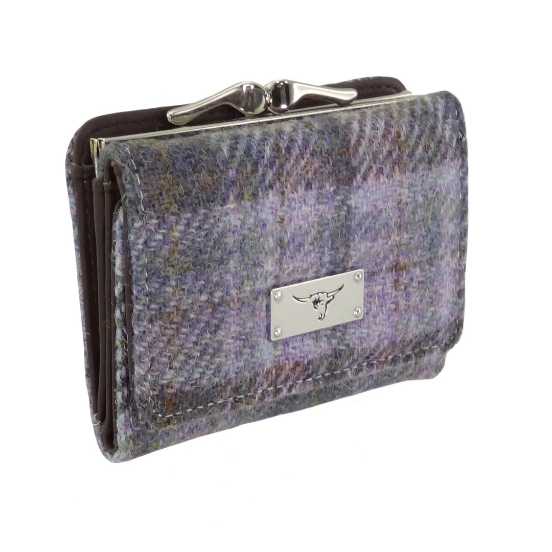 Glen Appin Harris Tweed Unst Small Clasp Purse Soft Purple Tartan
