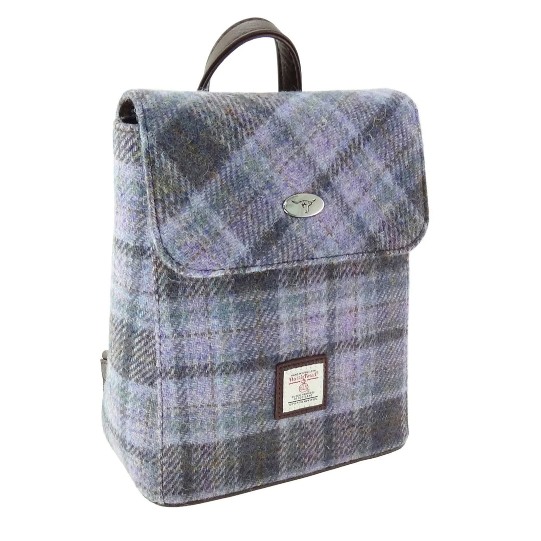 Glen Appin Harris Tweed Tummel Backpack Soft Purple Tartan