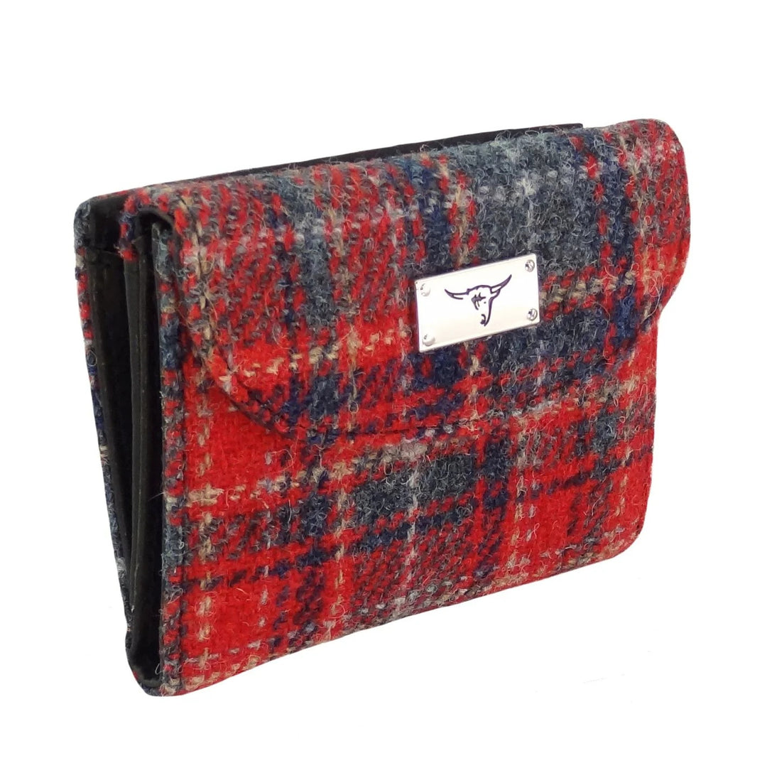 Glen Appin Harris Tweed Ladies Jura Small Purse Red & Grey Tartan