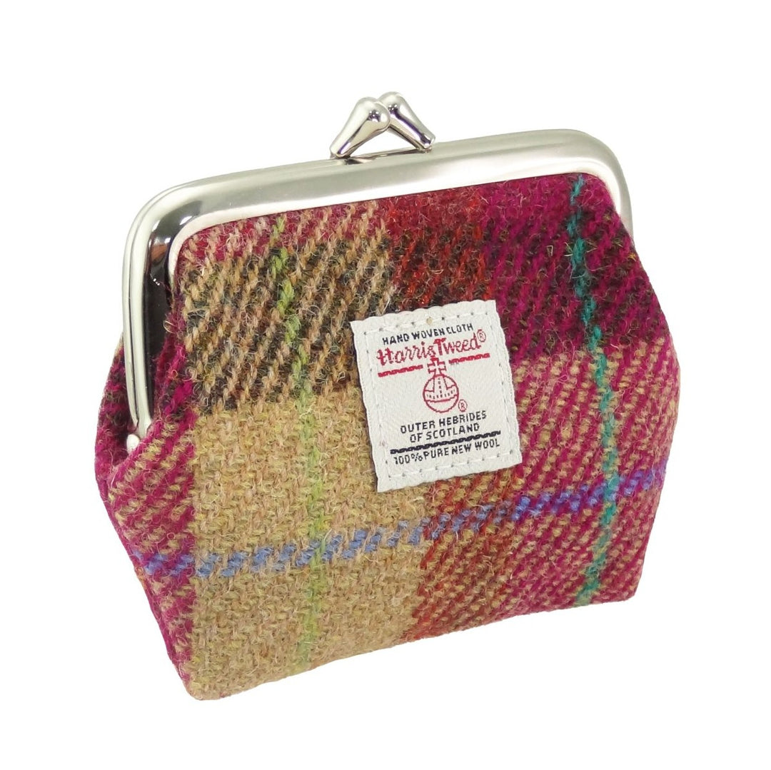 Glen Appin Eigg Small Clasp Coin Purse Burgundy & Sand Tartan