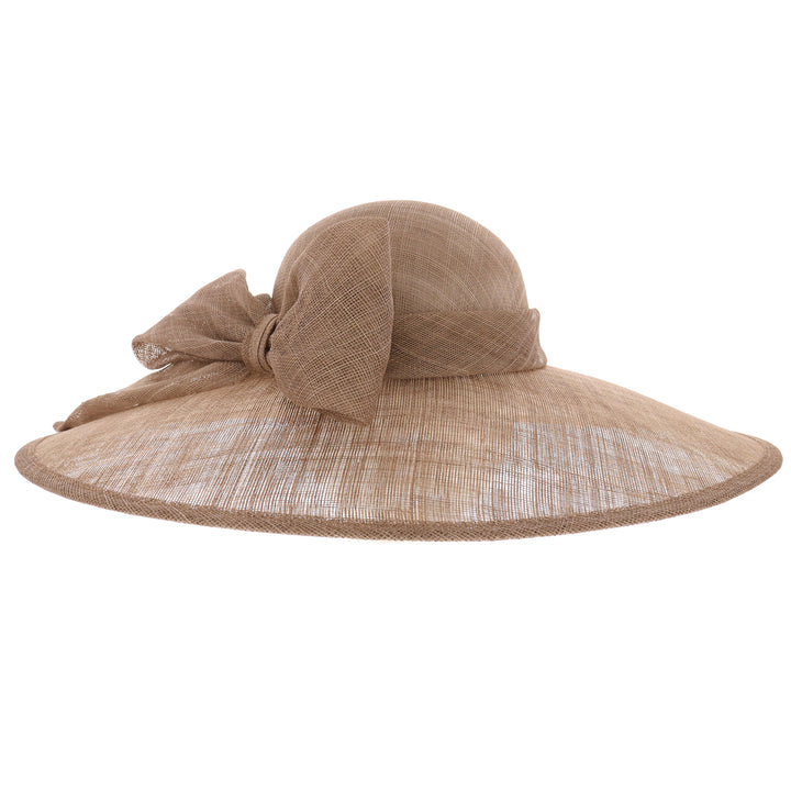 Coffee Wide Brim Sinamay Wedding Hat (167)