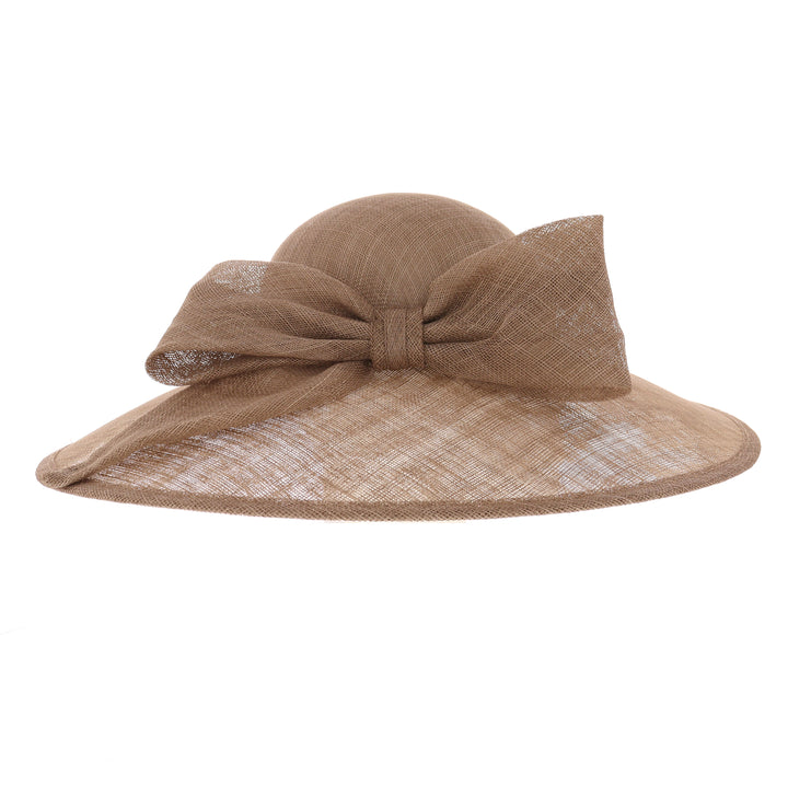 Coffee Wide Brim Sinamay Wedding Hat (167)