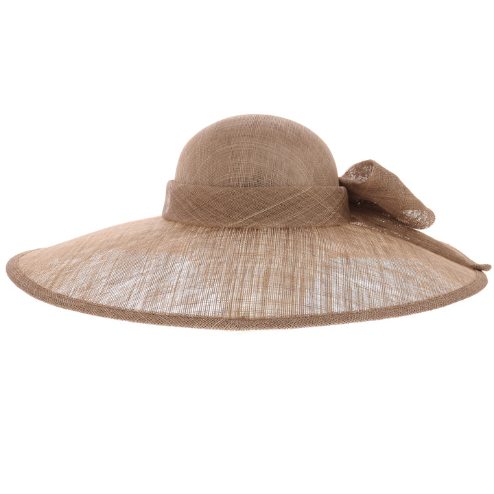 Coffee Wide Brim Sinamay Wedding Hat (167)