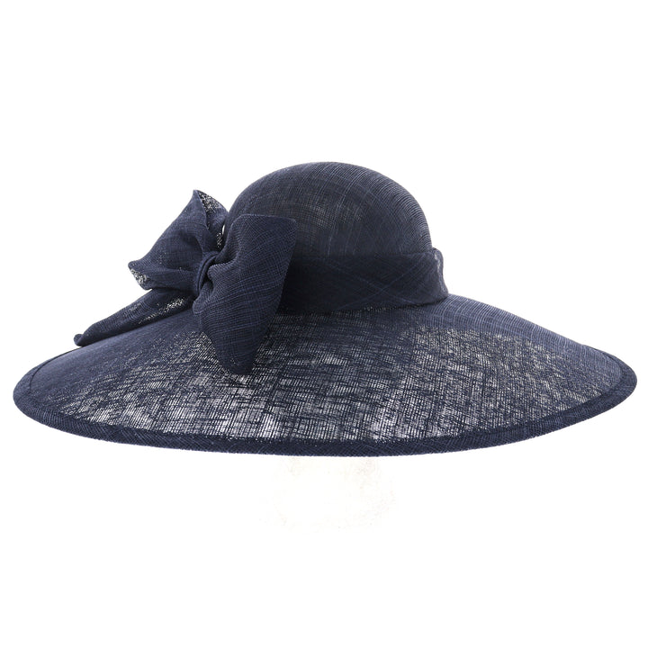 Navy Wide Brim Sinamay Wedding Hat (167)