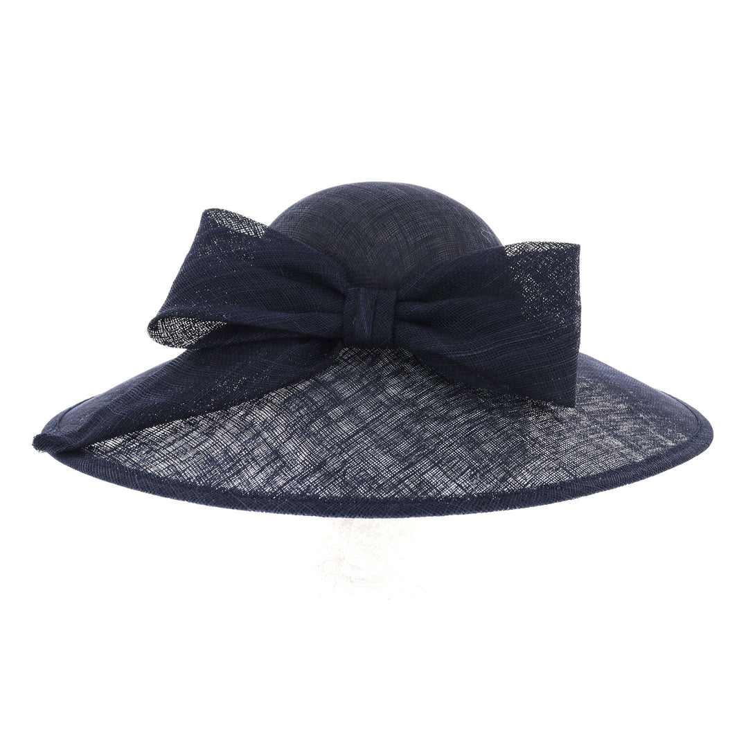 Navy Wide Brim Sinamay Wedding Hat (167)