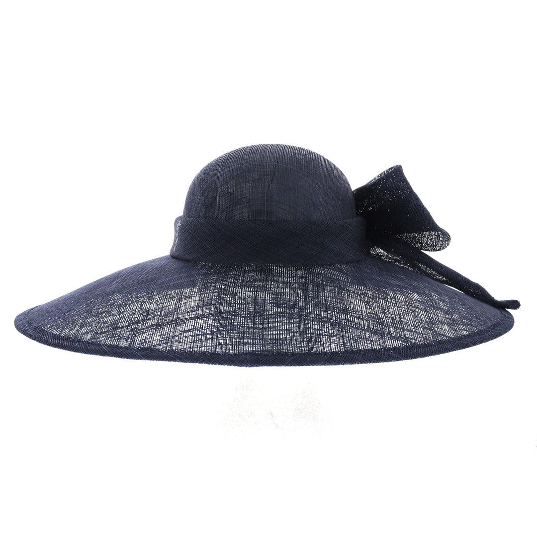 Navy Wide Brim Sinamay Wedding Hat (167)