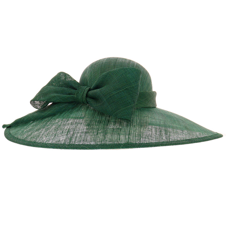 Pine Green Wide Brim Sinamay Wedding Hat (167)
