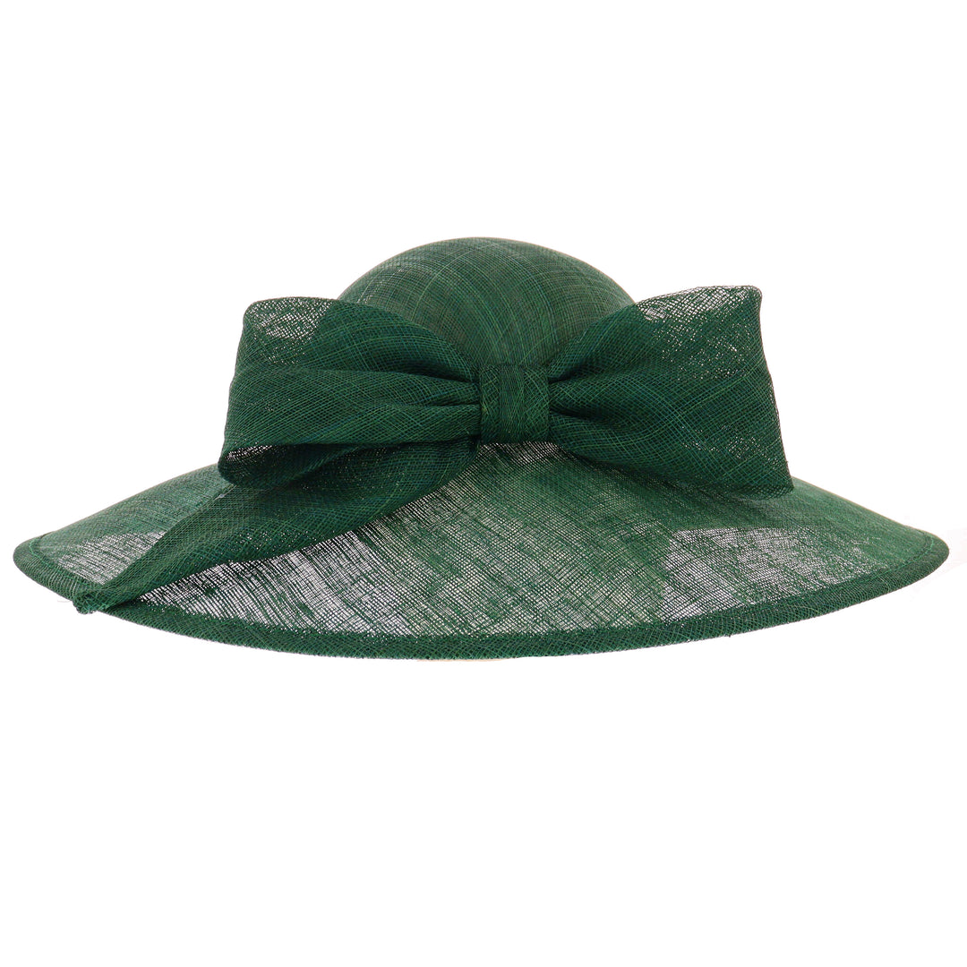 Pine Green Wide Brim Sinamay Wedding Hat (167)