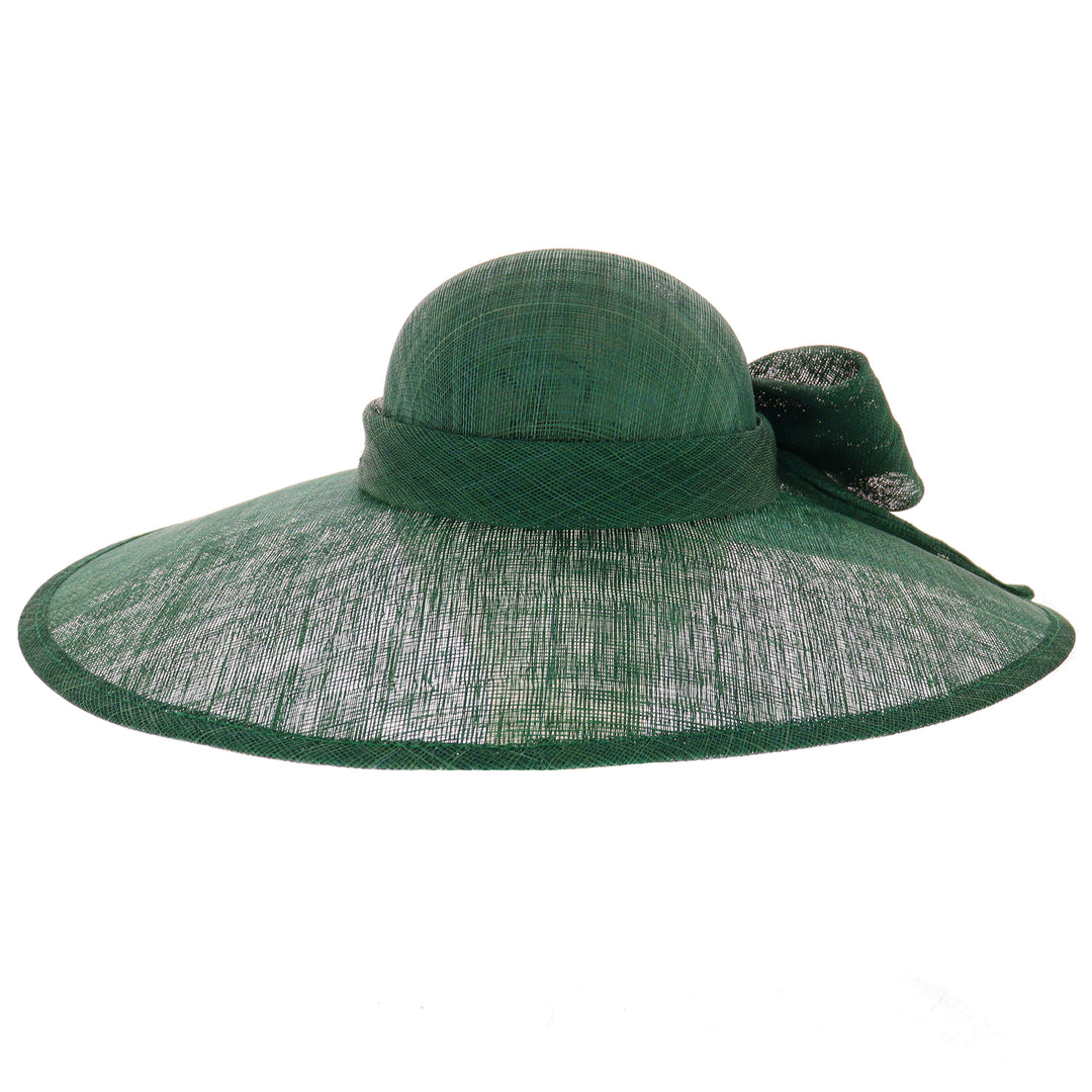 Pine Green Wide Brim Sinamay Wedding Hat (167)