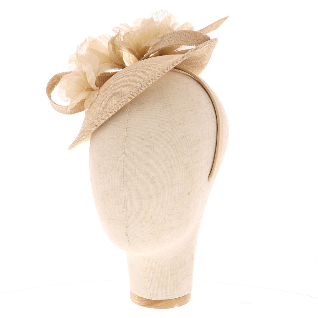 Champagne Small Sinamay Disc Headband Fascinator (171)
