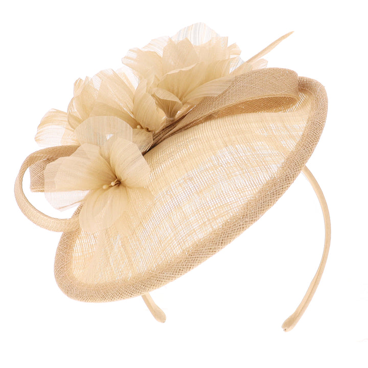 Champagne Small Sinamay Disc Headband Fascinator (171)