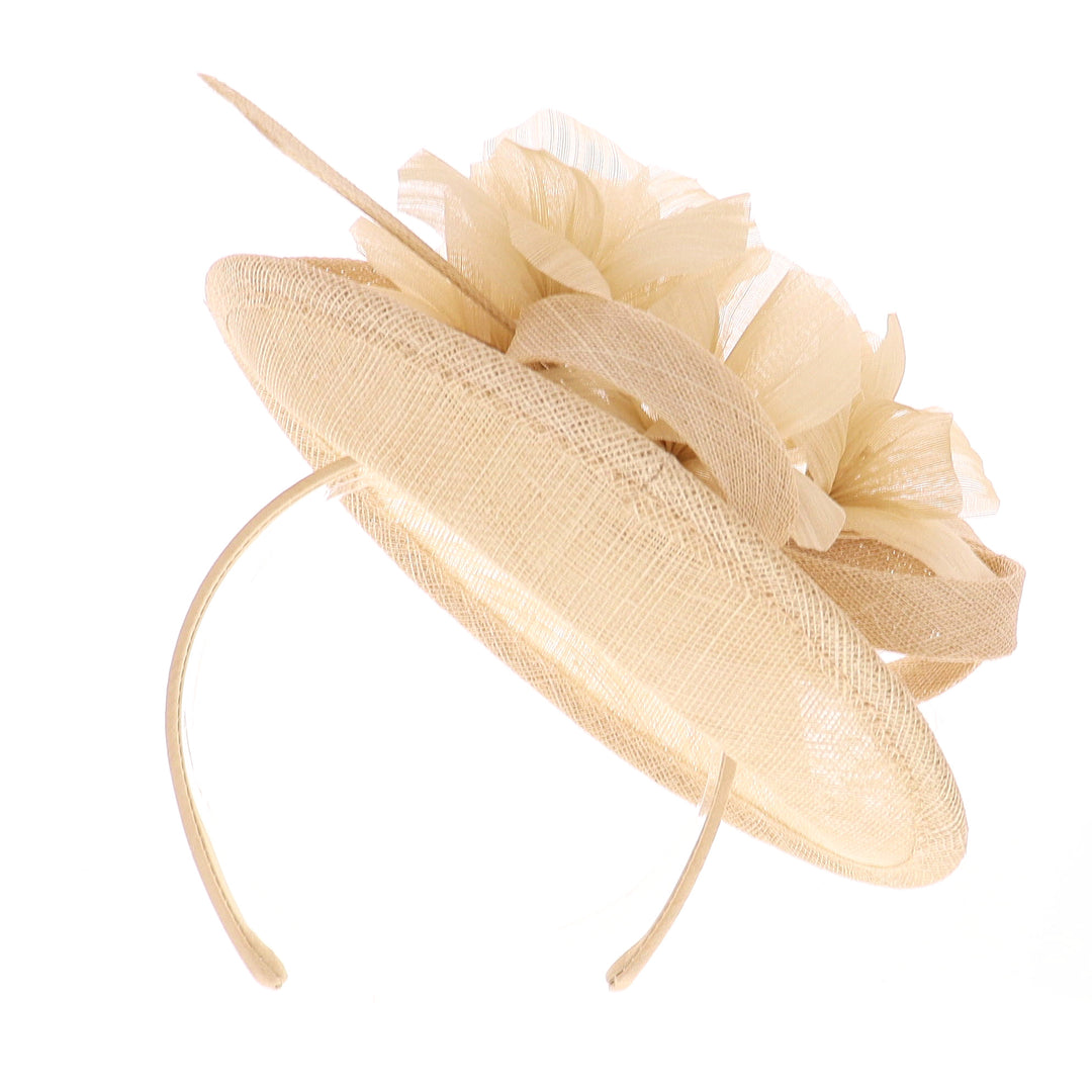 Champagne Small Sinamay Disc Headband Fascinator (171)