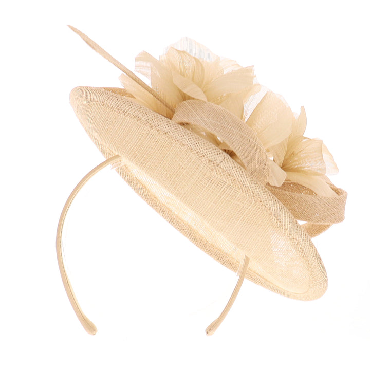 Champagne Small Sinamay Disc Headband Fascinator (171)