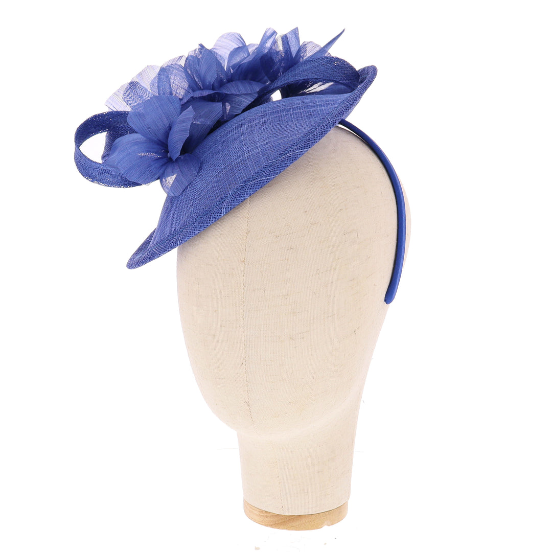 Lapis Blue Small Sinamay Disc Headband Fascinator (171)