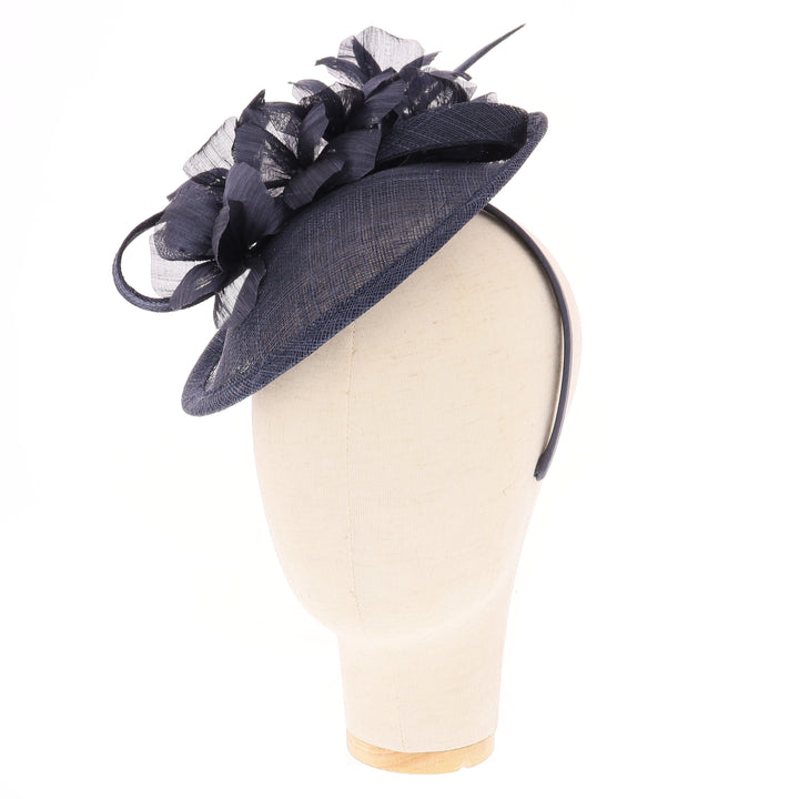 Navy Small Sinamay Disc Headband Fascinator (171)