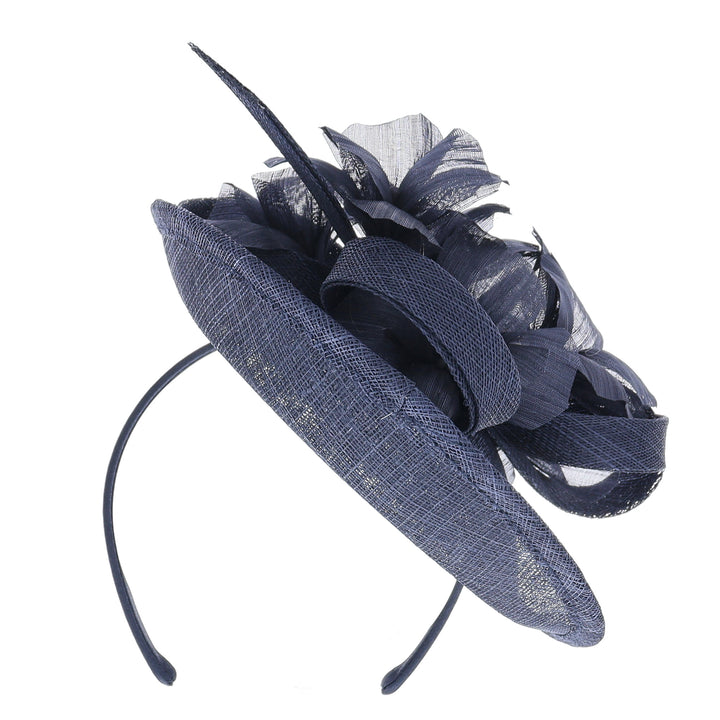 Navy Small Sinamay Disc Headband Fascinator (171)