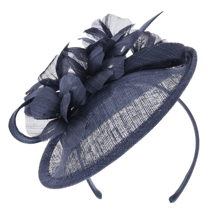 Navy Small Sinamay Disc Headband Fascinator (171)
