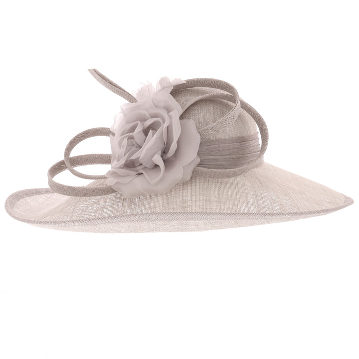 Metallic Pearl Wide Brim Sinamay Wedding Hat (182)