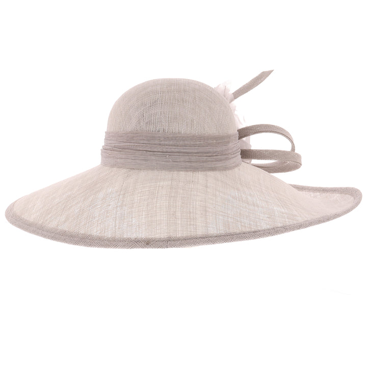 Metallic Pearl Wide Brim Sinamay Wedding Hat (182)