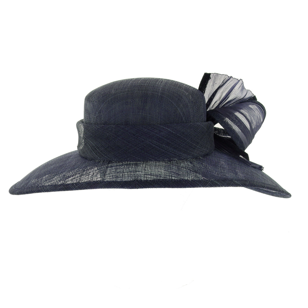 Navy Down Brim Sinamay Wedding Hat (188)