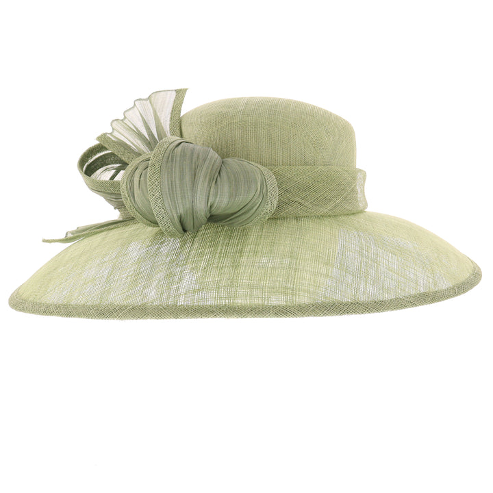 Sage Green Down Brim Sinamay Wedding Hat (188)
