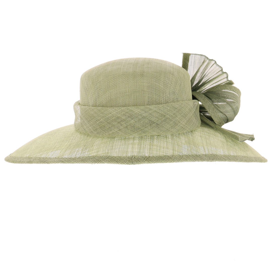 Sage Green Down Brim Sinamay Wedding Hat (188)