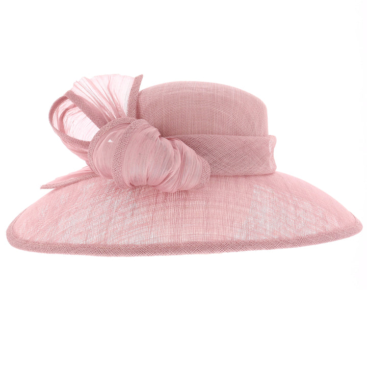 Rose Pink Down Brim Sinamay Wedding Hat (188)