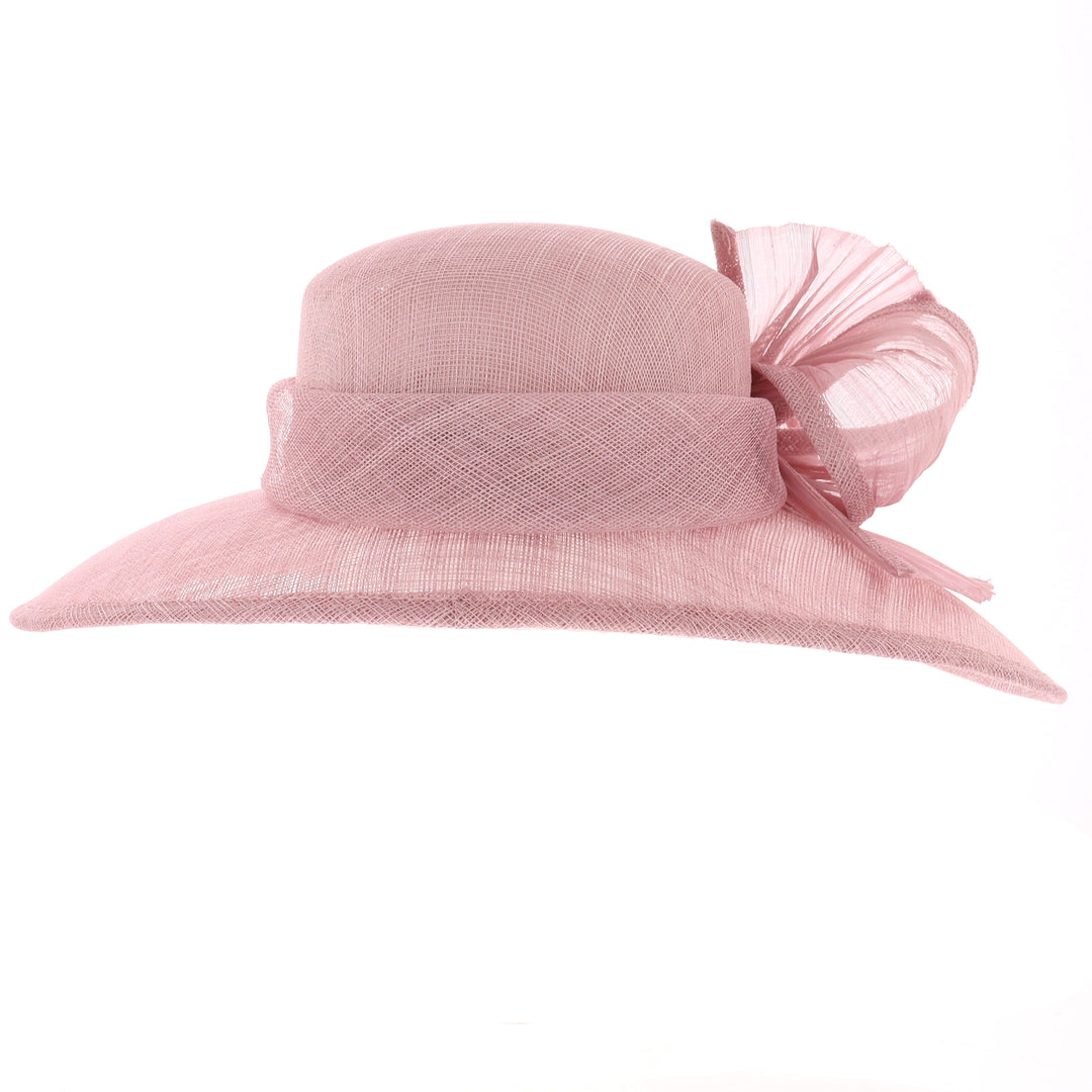 Rose Pink Down Brim Sinamay Wedding Hat (188)