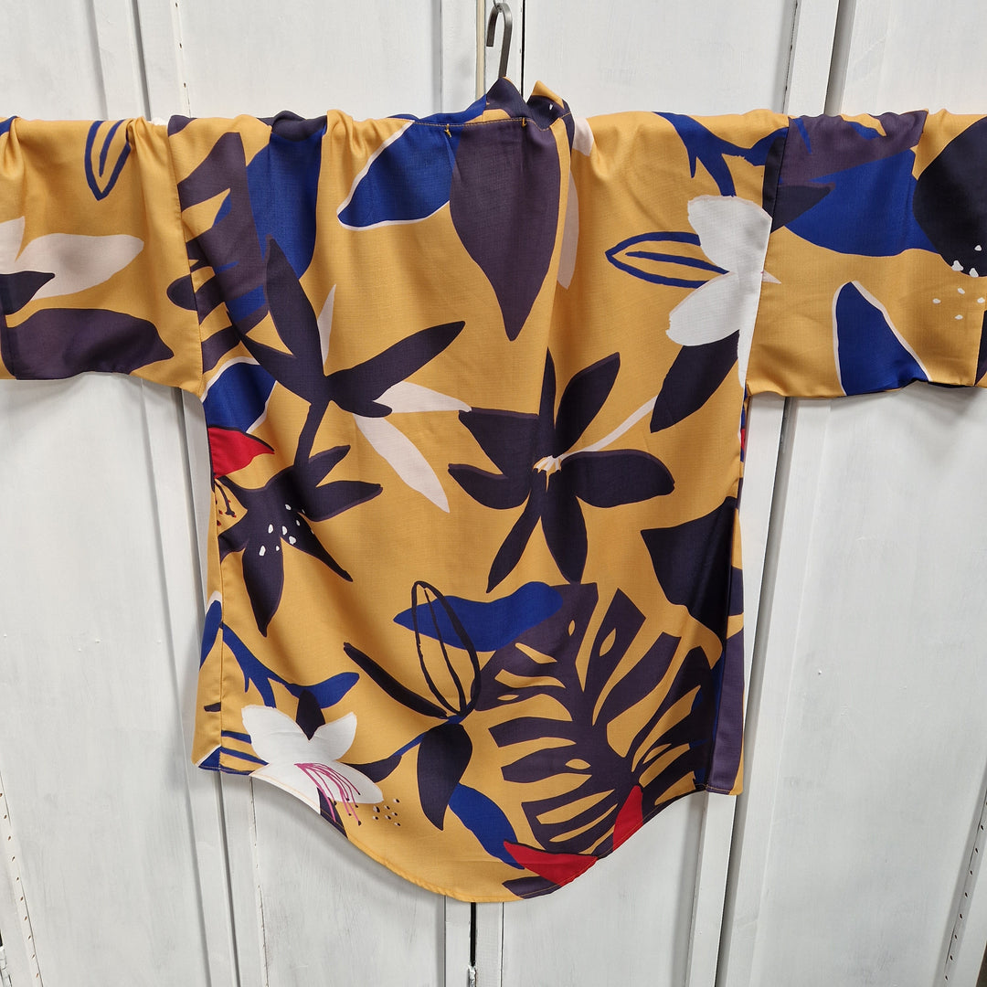 Kimono Wrap Cover Up -  Yellow Floral