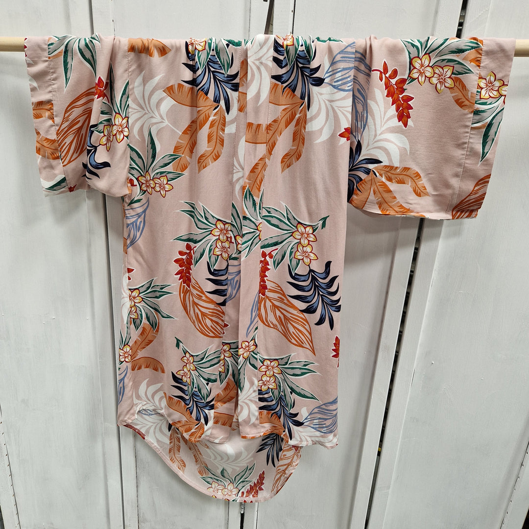 Kimono Wrap Cover Up - Floral Dusky Pink