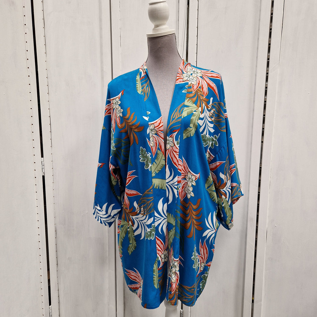 Kimono Wrap Cover Up - Floral Turquoise