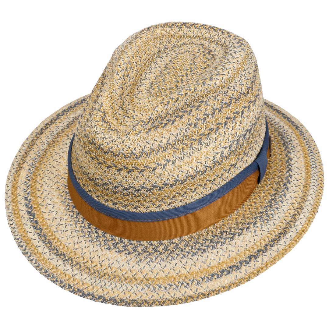 Stetson Toyo Straw Traveller Summer Fedora Hat Natural/Blue