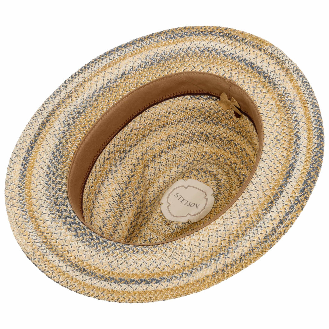 Stetson Toyo Straw Traveller Summer Fedora Hat Natural/Blue