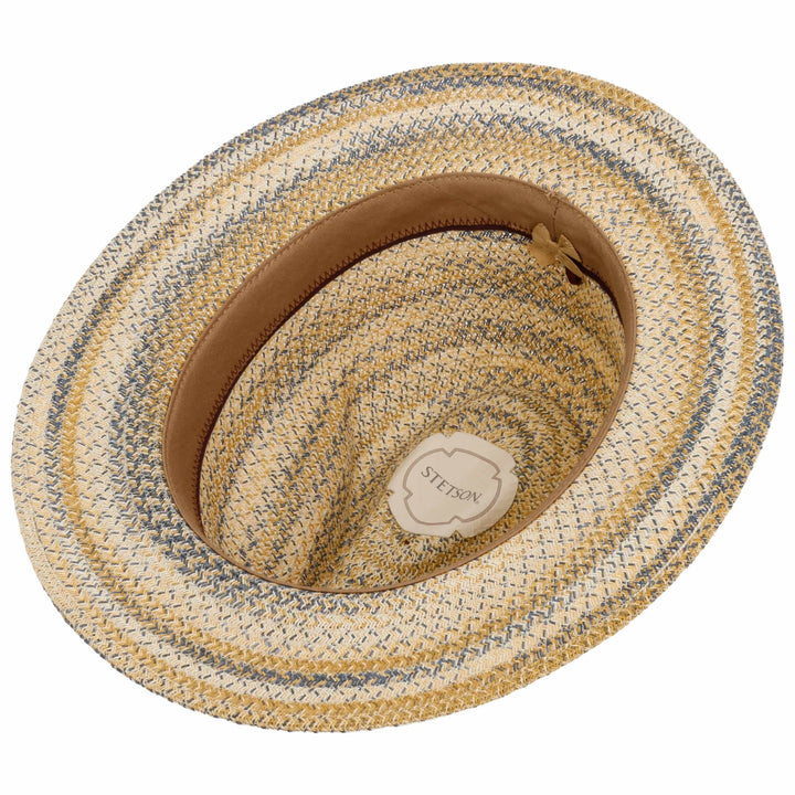 Stetson Toyo Straw Traveller Summer Fedora Hat Natural/Blue