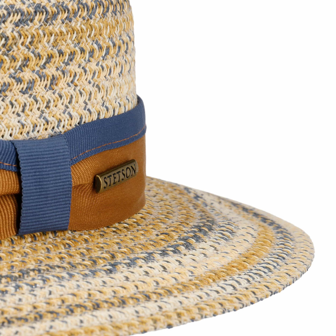 Stetson Toyo Straw Traveller Summer Fedora Hat Natural/Blue
