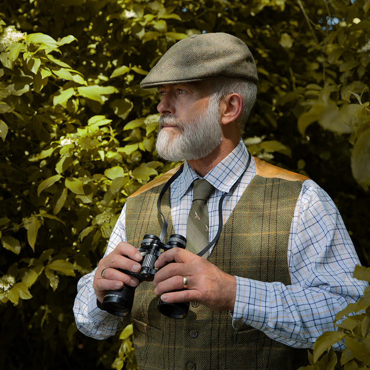 Dents Longham Wool Herringbone Drivers Cap - Spruce