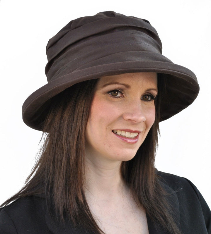 Whiteley Annabel Ladies Wax Cloche Hat in Chocolate Brown