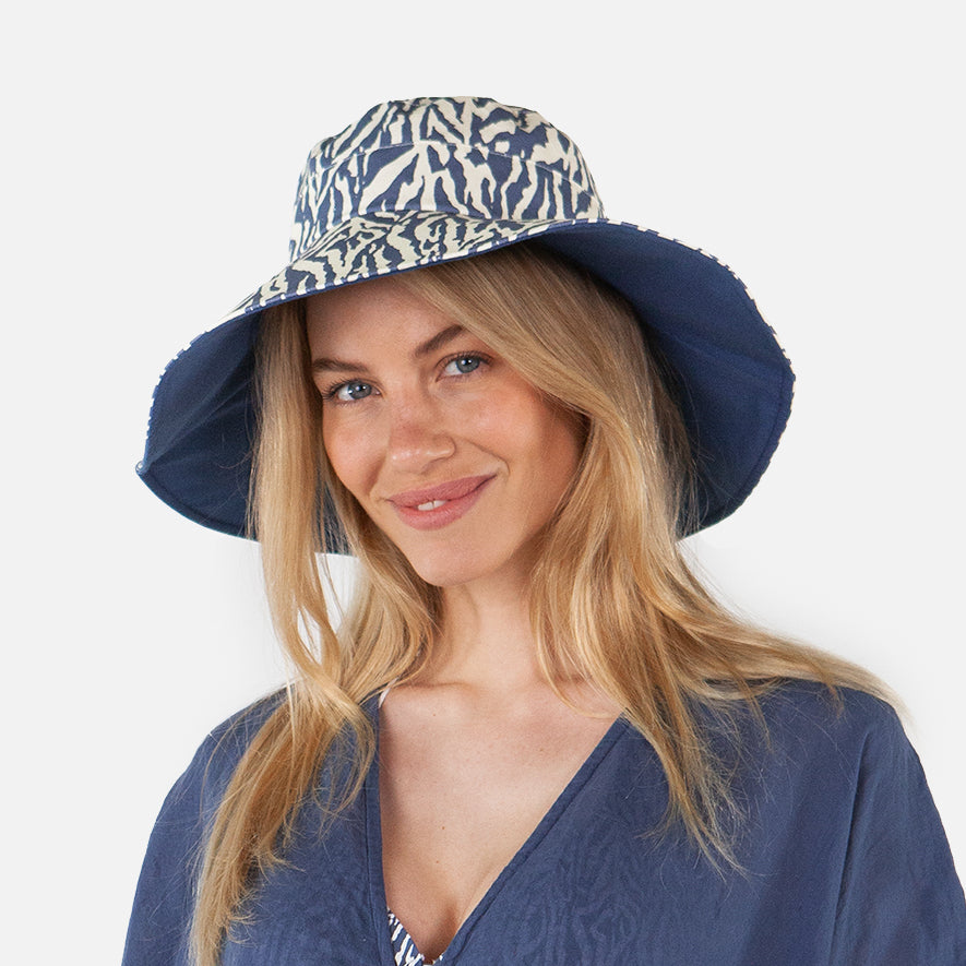 Barts Hamuty Wide Brim Cotton Bucket Hat in Denim