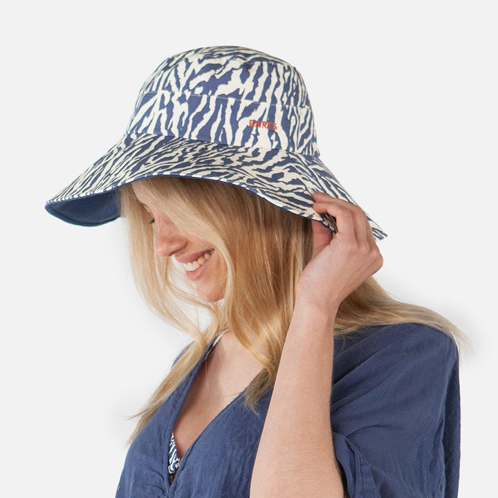 Barts Hamuty Wide Brim Cotton Bucket Hat in Denim