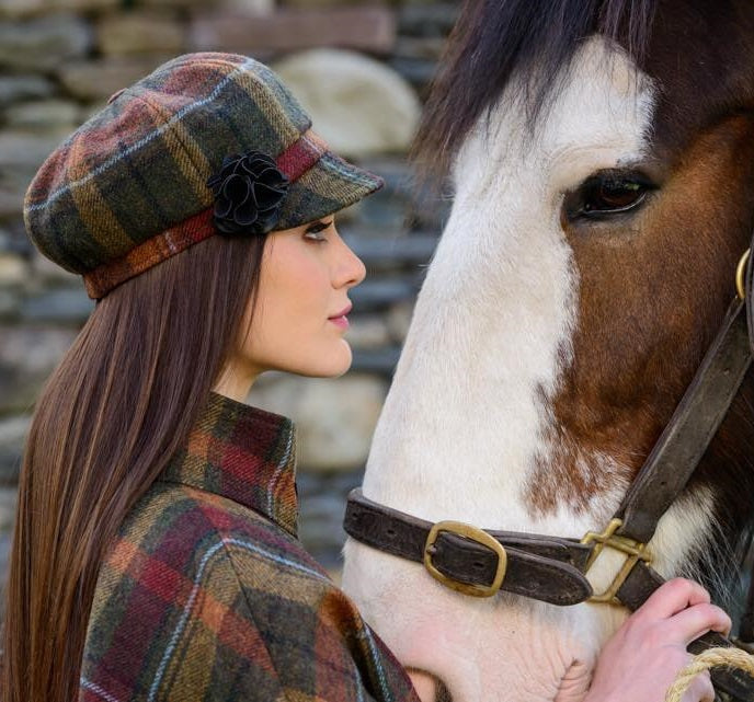Rust Check 100% Wool Ladies Bakerboy Cap