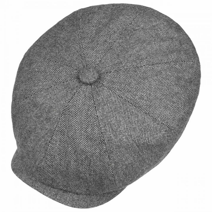 Stetson Wool/Silk/Cashmere Hatteras Bakerboy Cap Black Herringbone