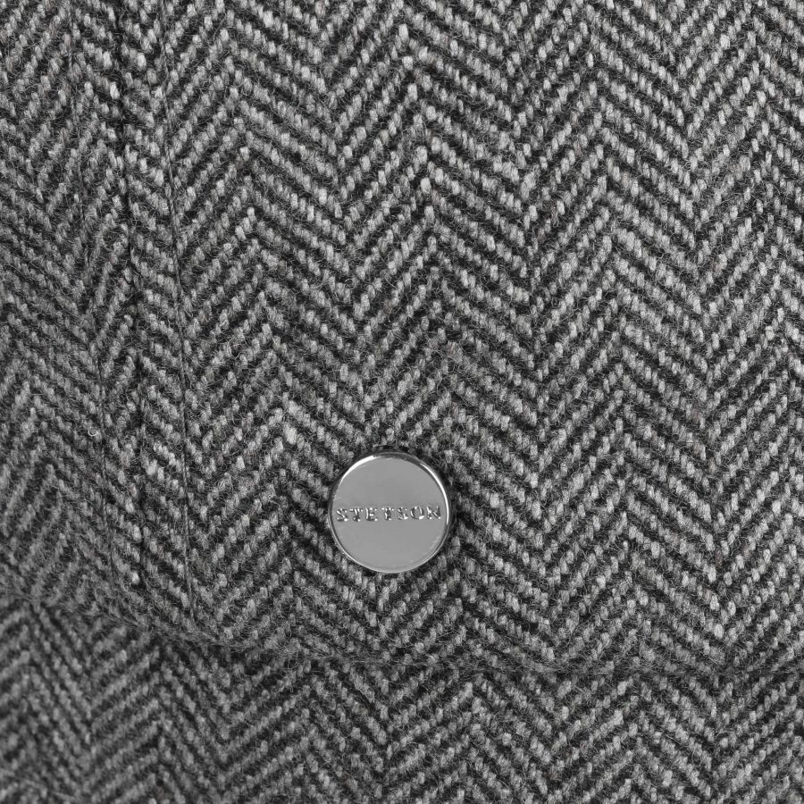 Stetson Wool/Silk/Cashmere Hatteras Bakerboy Cap Black Herringbone