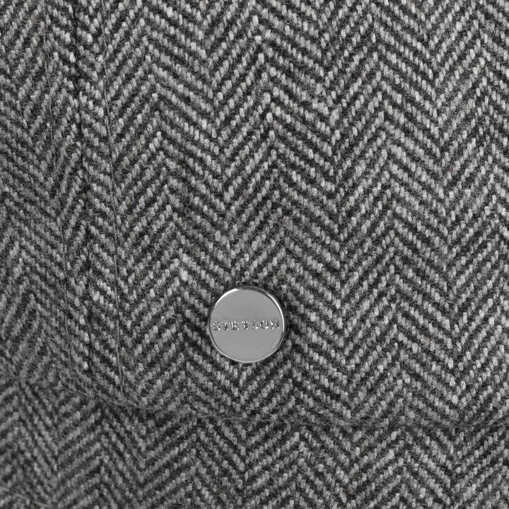 Stetson Wool/Silk/Cashmere Hatteras Bakerboy Cap Black Herringbone
