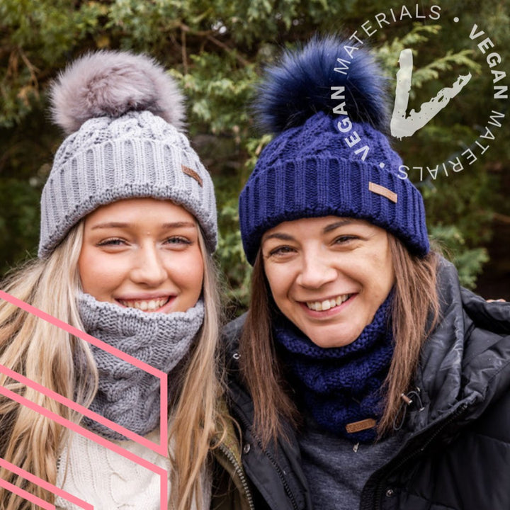 Sabbot Linda Cable Knit Faux Fur Bobble Hat Cobalt